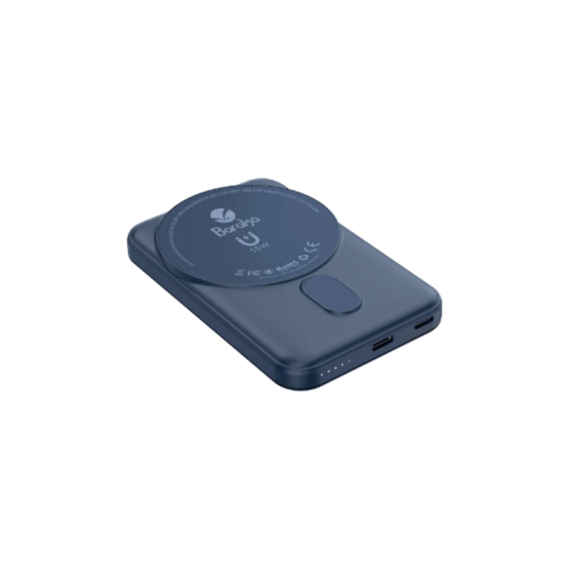 Power Bank Sans Fil 5000mAh Bleu Avec 1 Entrée Type-C Et Lightning + 1 Sortie Type-C Et Sans Fil