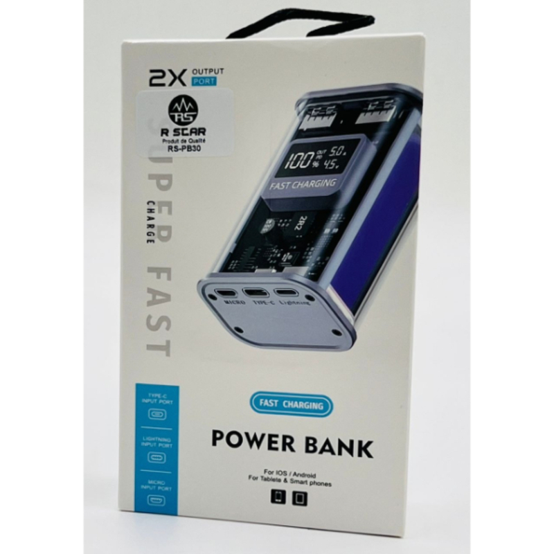 Power Bank Transparent 10000 W, 22.5 mAh, chargeur rapide, batterie externe de rechange Portable pour iPhone Samsung Xiaomi .ETC