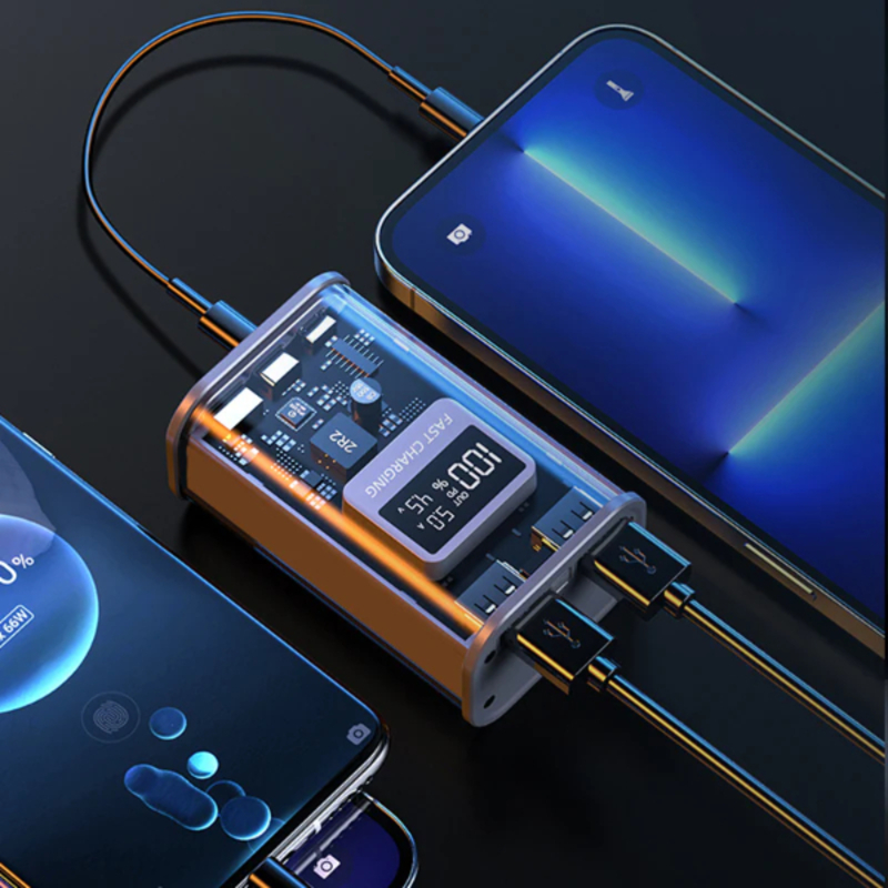 Power Bank Transparent 10000 W, 22.5 mAh, chargeur rapide, batterie externe de rechange Portable pour iPhone Samsung Xiaomi .ETC