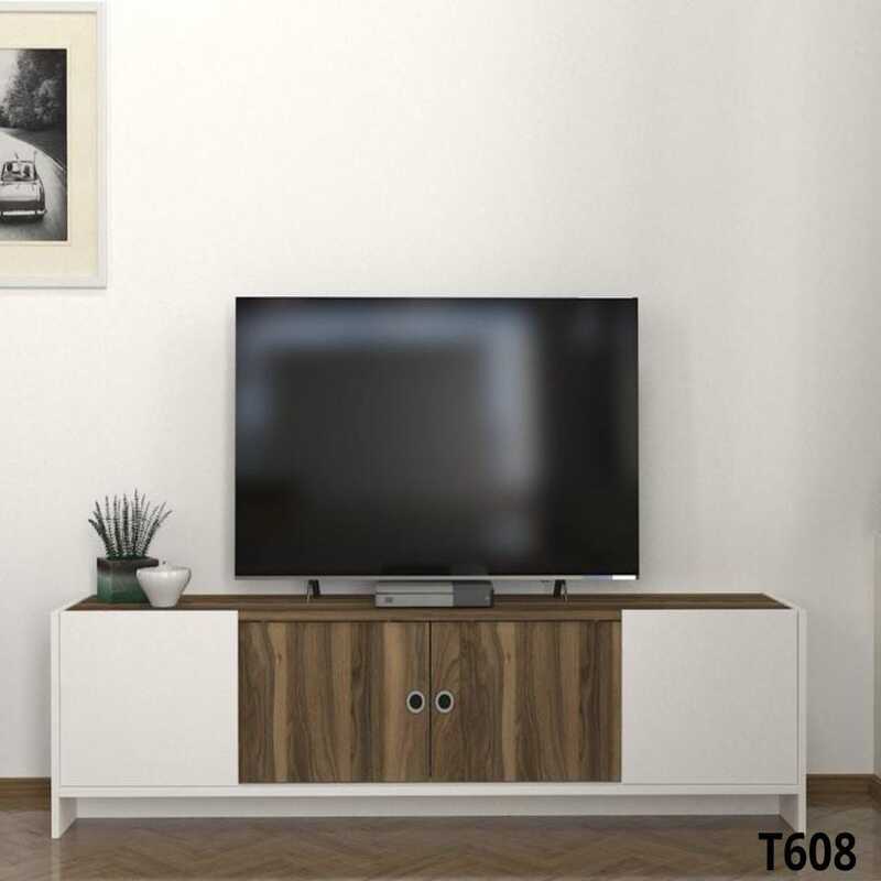 TABLE TELEVISEUR BONNEL STAND WHITE WALNUT T608