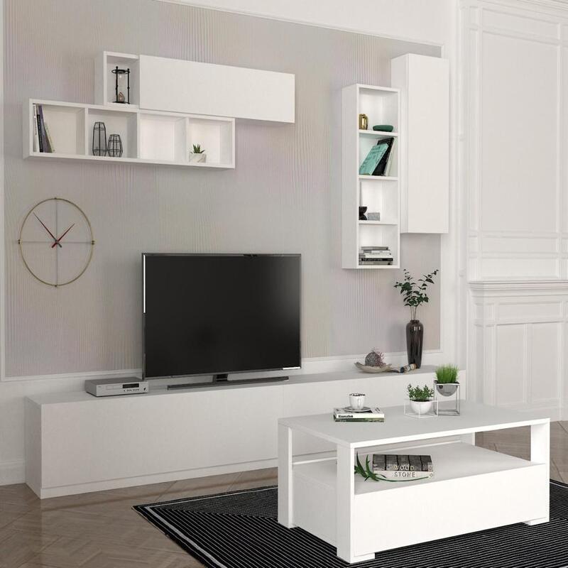 TABLE TELEVISEUR EG3 TV UNIT BLANC 2.80 T701-3 + TB701 BLANC
