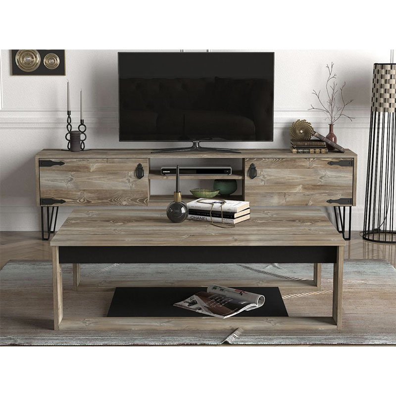 TABLE TELEVISEUR EXCLUSIVE COSTA UNIT MARON T907/TABLE BASSE B907 (3CARTONS)
