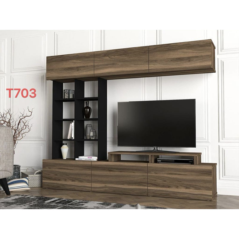 TABLE TELEVISEUR MARCOS TV UNIT WALNUT NOIR 1.80M T703