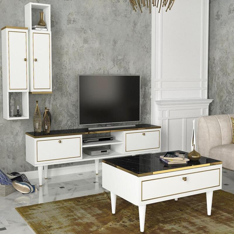 TABLE TELEVISEUR RAVENNA BLANC 1.80M T804/TABLE BASSE B804