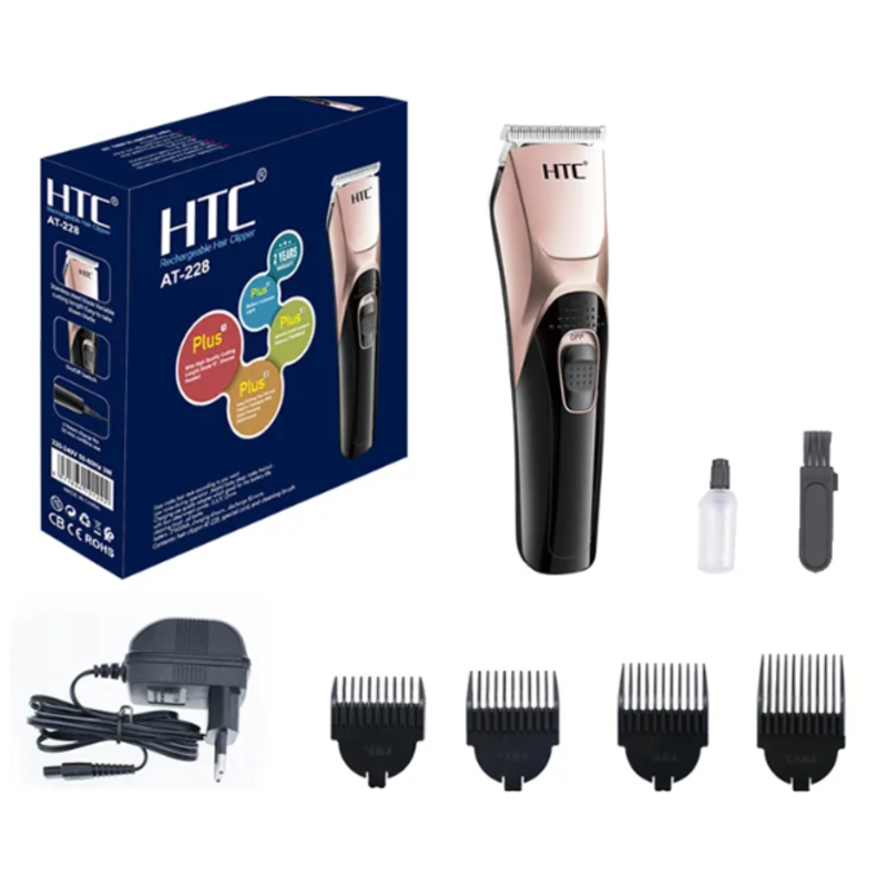 Tondeuse à cheveux électrique étanche pour hommes, kit de tondeuse à barbe, chargement USB HTC 228