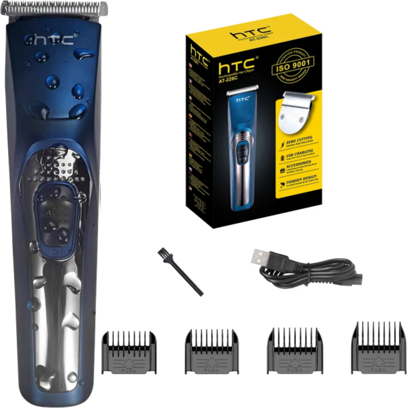 Tondeuse à cheveux électrique étanche pour hommes, kit de tondeuse à barbe, chargement USB HTC 228C