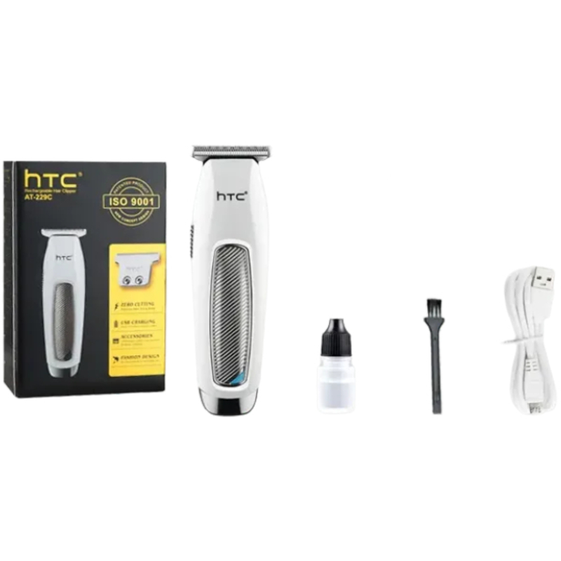 Tondeuse À Barbe Et Cheveux Professionnelle Sans Fil, Charge USB, Lame en T, Coupe Zéro, Avec Batterie Au Lithium, Forte Puissance HTC AT-229C