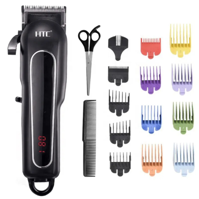Tondeuse à cheveux Rechargeable, rasoir électrique professionnel pour hommes, coupe de cheveux, barbier HTC CT-8089