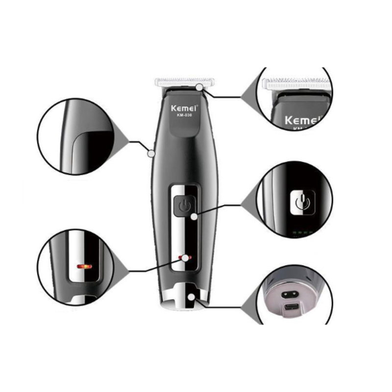 Tondeuse à cheveux professionnelle sans fil, rechargeable par USB, appareil pour couper les cheveux KEMEI KM-030