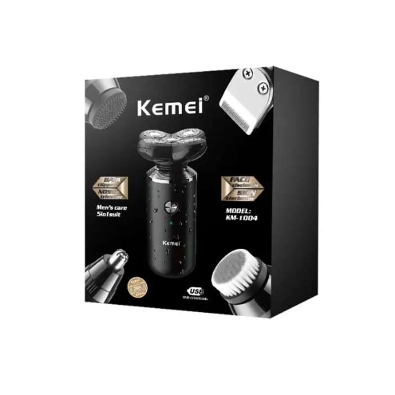 Tondeuse Et Rasoir Electrique Rechargeable Pour Hommes, 5 en 1, Pour Barbe, nez, poils, nettoyant pour le visage KM-1004