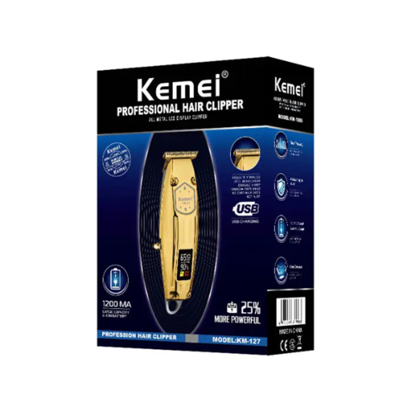 Tondeuse à Cheveux Rechargeable, Machine Pour Couper Les Cheveux, Corps En Métal, LCD, Puissante Batterie 1200mA KM-127