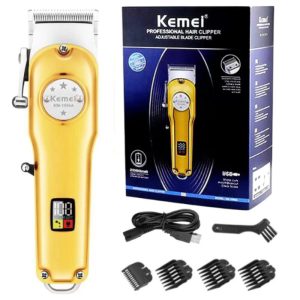 Tondeuse à cheveux professionnelle électrique sans fil, avec écran LCD, Charge rapide, pour hommes, 110V – 240V, 35D KEMEI KM-1996A