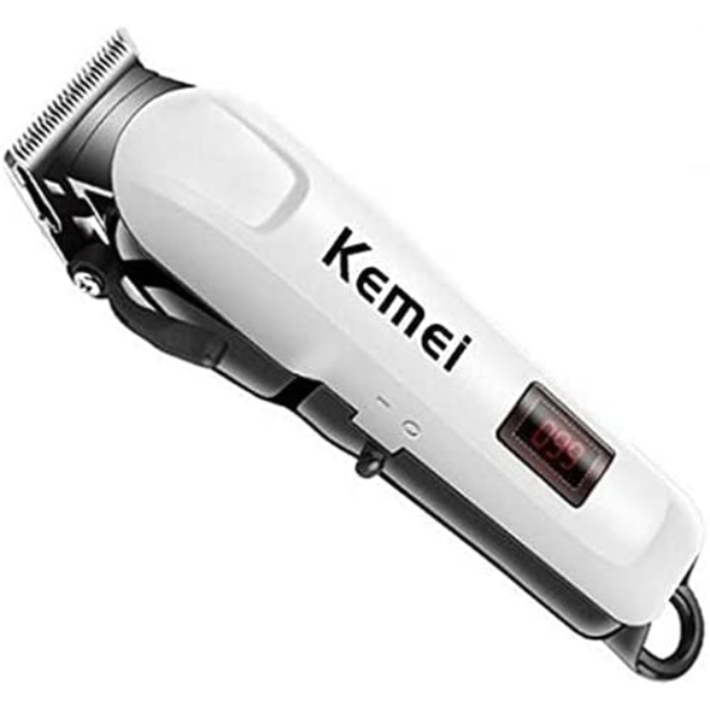 Tondeuse Rechargeable a Cheveux et Barbe Avec Ecran LCD et 4 Peignes Kemei KM2578