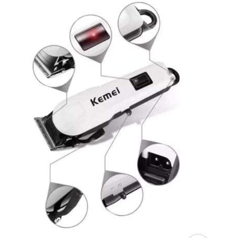 Tondeuse Rechargeable a Cheveux et Barbe Avec Ecran LCD et 4 Peignes Kemei KM2578