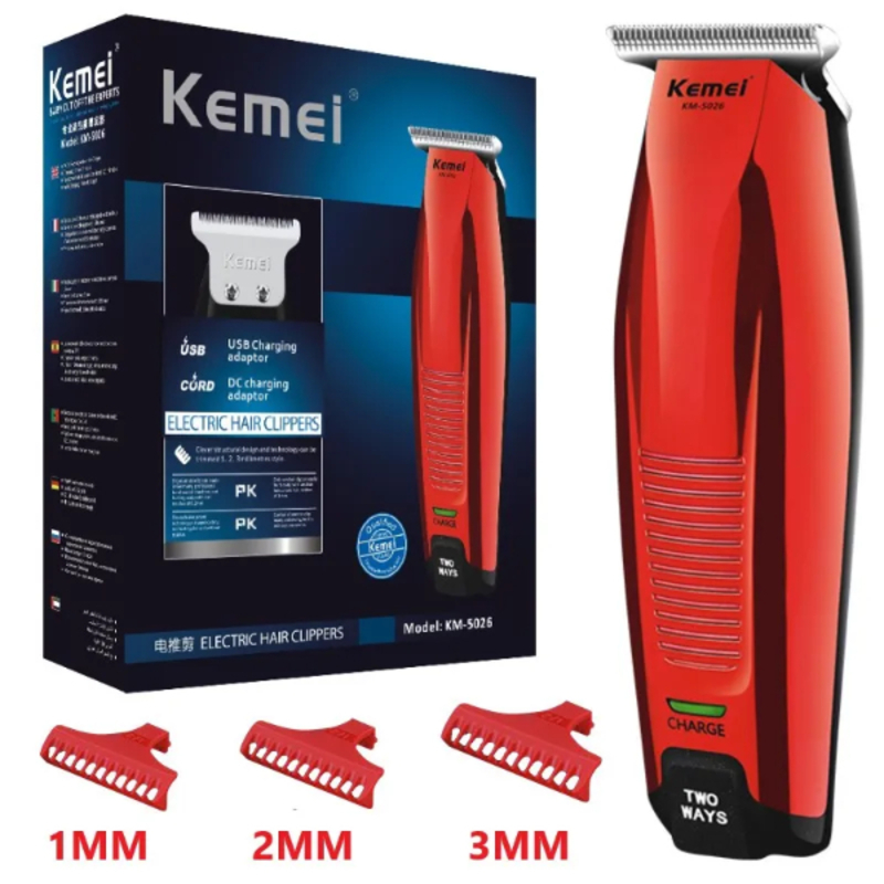 Tondeuse à Cheveux Professionnelle Rechargeable sans fil, 0mm, pour chauve, modélisation de précision, coupe de cheveux à faire soi-même KEMEI KM-5026