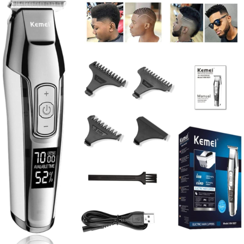 Tondeuse à cheveux Kemei Rechargeable, rasoir professionnel pour hommes KM-5027
