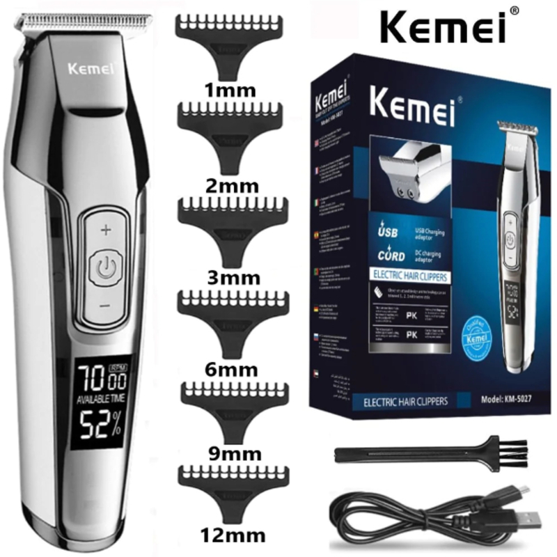 Tondeuse à cheveux Kemei Rechargeable, rasoir professionnel pour hommes KM-5027