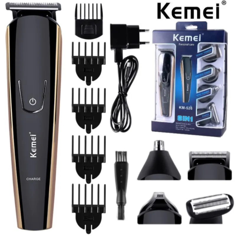 Tondeuse à Cheveux Electrique 5 en 1, Rechargeable, Lavable, Pour Le Nez, La Barbe, Le Corps, Pour Hommes - Kemei KM-526