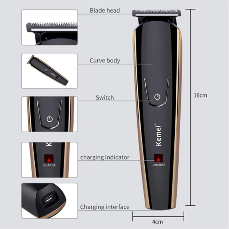 Tondeuse à Cheveux Electrique 5 en 1, Rechargeable, Lavable, Pour Le Nez, La Barbe, Le Corps, Pour Hommes - Kemei KM-526