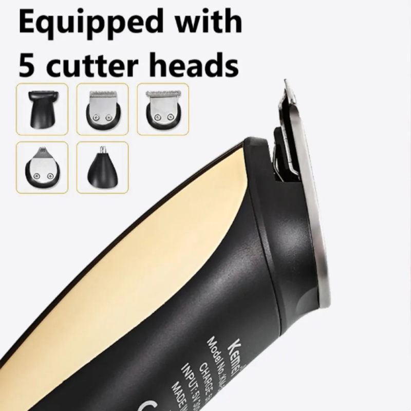 Tondeuse à Cheveux Electrique 5 en 1, Rechargeable, Lavable, Pour Le Nez, La Barbe, Le Corps, Pour Hommes - Kemei KM-526