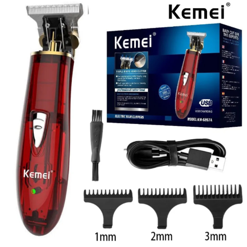 Tondeuse à cheveux professionnelle rechargeable USB KM-6267C, appareil pour couper les cheveux