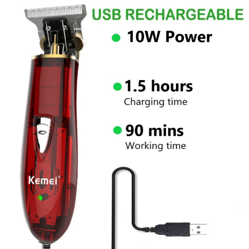 Tondeuse à cheveux professionnelle rechargeable USB KM-6267C, appareil pour couper les cheveux