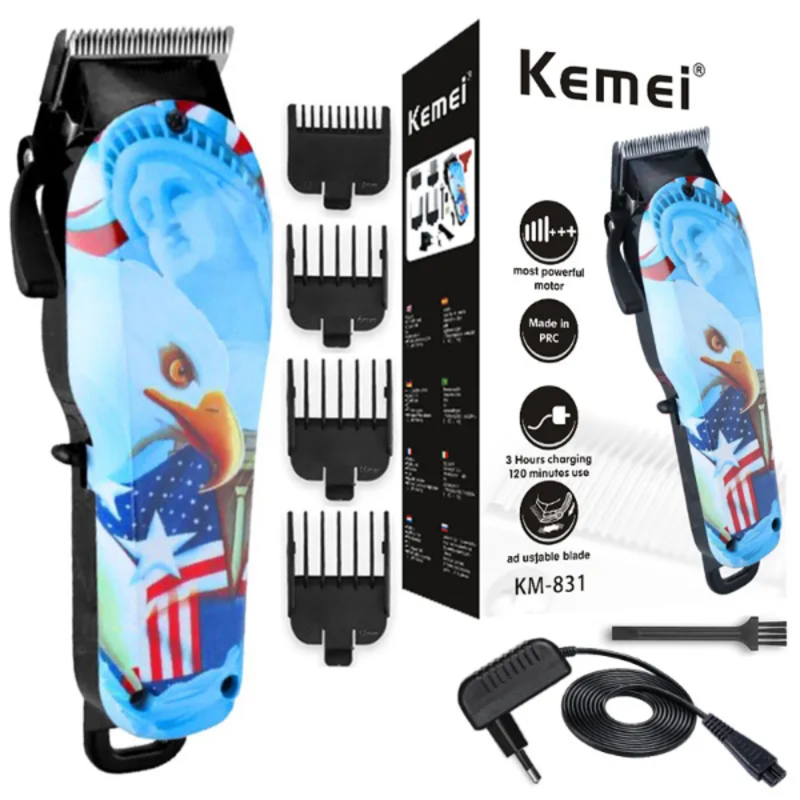 Tondeuse à Cheveux Electrique Sans Fil, Ajustable et Puissante, Rechargeable, Pour Hommes KEMEI KM-831