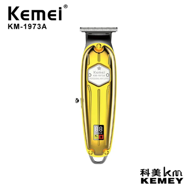 Tondeuse à cheveux Rechargeable par USB, entièrement en métal doré, affichage LED Pour Hommes KEMEI KM-i5S