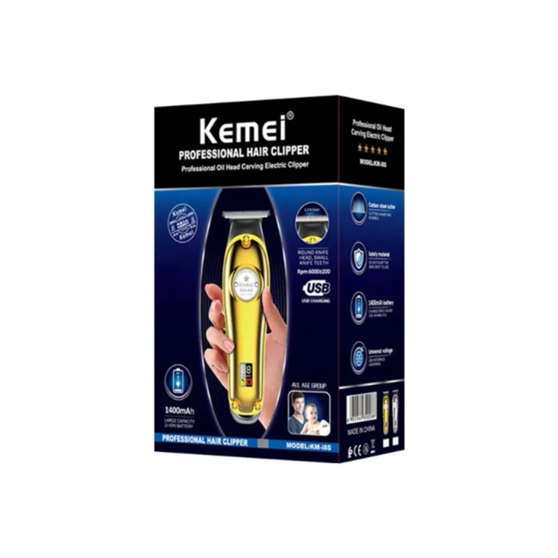 Tondeuse à cheveux, rechargeable USB, huile, tête, gravure, sculpture de cheveux, écran LCD, corps en métal KEMEI km-i8s