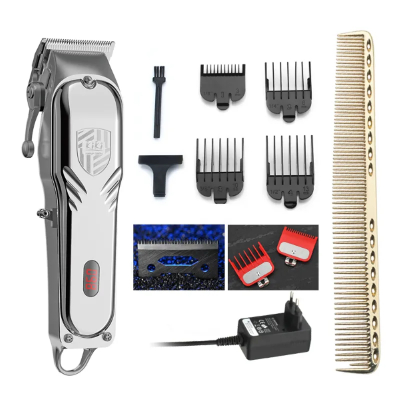 Tondeuse à Cheveux Rechargeable Tout En Métal Avec Guide Peigne Ensemble Barbier Tondeuse à cheveux Sans Fil