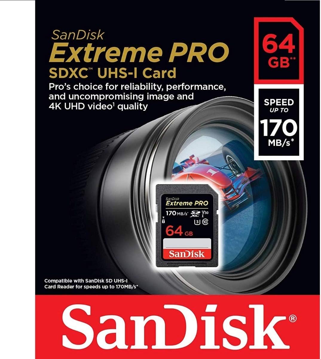 SANDISK CARTE MEMOIRE SD 64GB EXTREME PRO SDXC UHS-I CARD 170MB/S