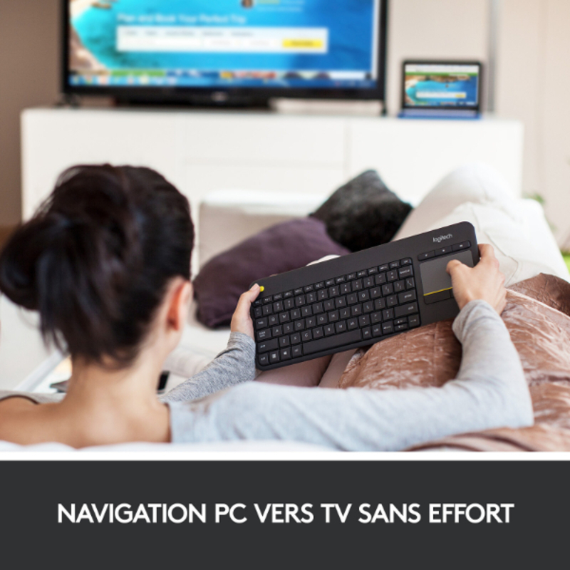 Clavier sans fil - pavé tactile - compatible Android - AZERTY, Français K400 PLUS NOIR