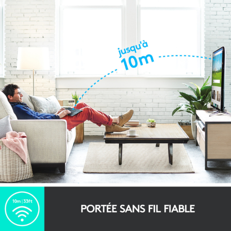 Clavier sans fil - pavé tactile - compatible Android - AZERTY, Français K400 PLUS NOIR