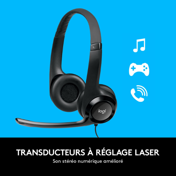 Logitech Casque Ordinateur USB Filaire avec microphone anti-parasite pour PC et MAC Logitech H390 – Image 5