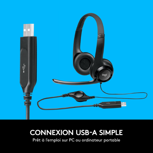 Logitech Casque Ordinateur USB Filaire avec microphone anti-parasite pour PC et MAC Logitech H390 – Image 7