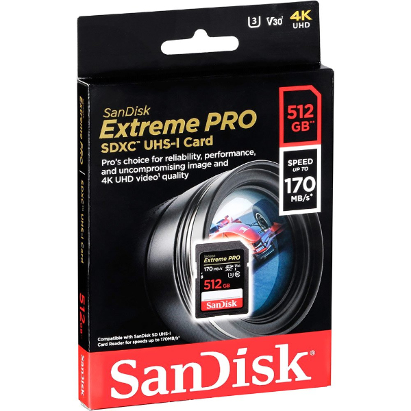 Carte mémoire SanDisk SD 512Gb Extreme Pro UHS-I U3 Classe 10 200MB/s – Image 2