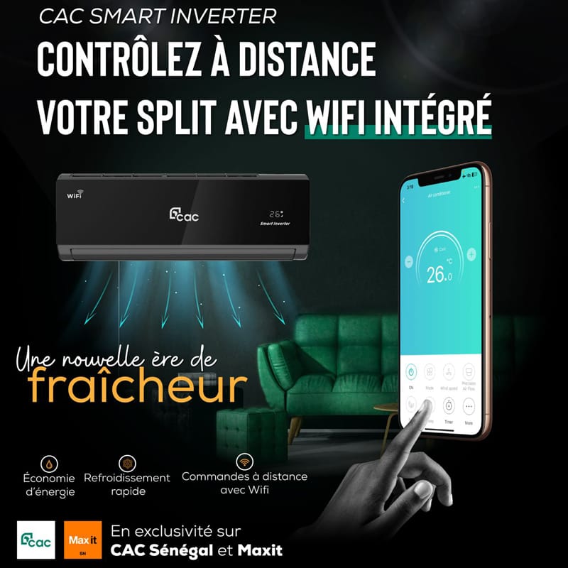 SPLIT CAC 18000BTU INVERTER NOIR AVEC WIFI Vente achat Dakar Sénégal