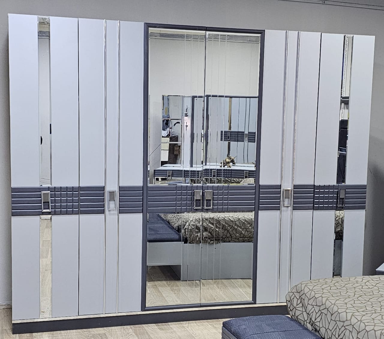 CHAMBRE A COUCHER ARMOIRE 6BATTANTS 6PIECES GRIS EFTELYA Vente achat Dakar Sénégal