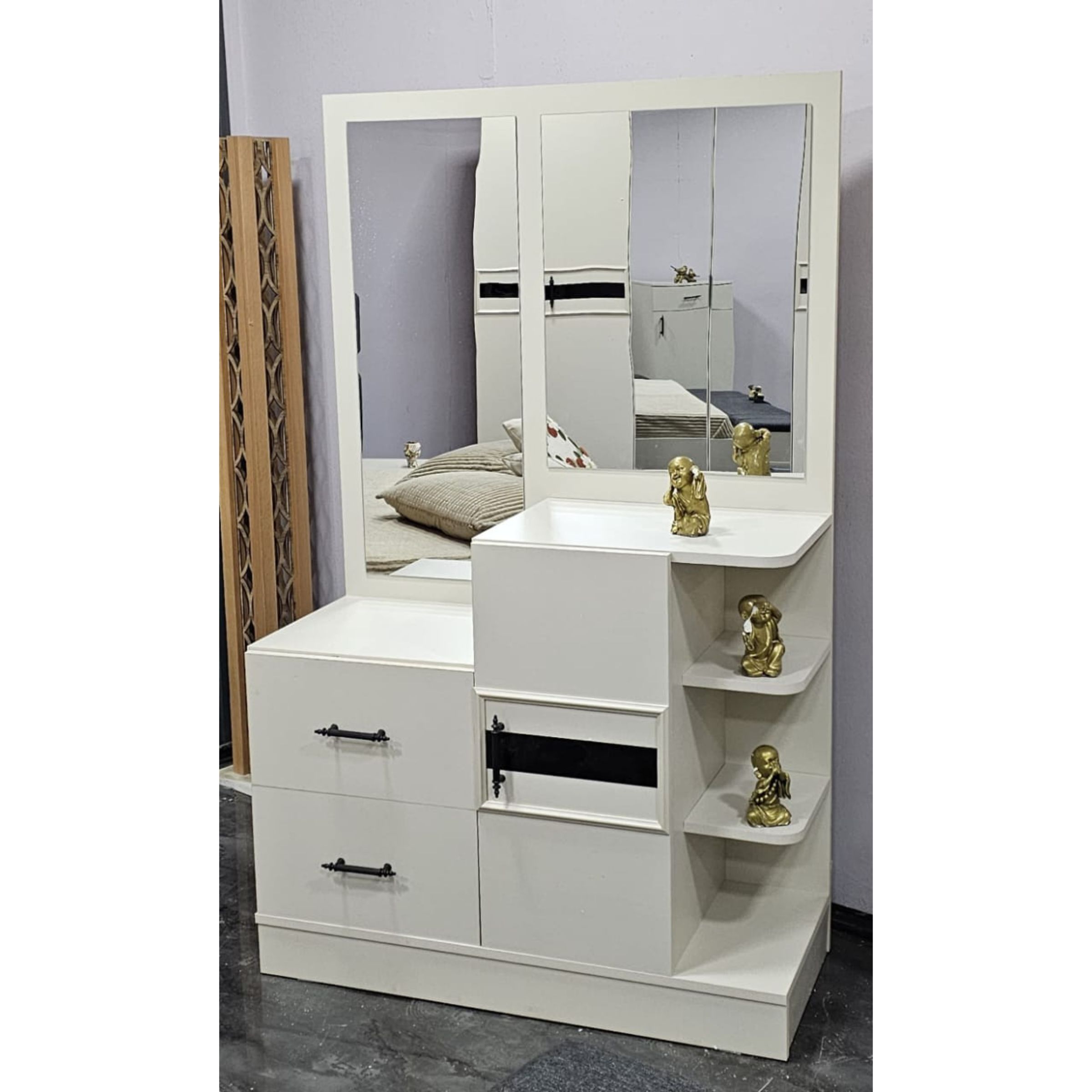CHAMBRE A COUCHER 6BATTANTS 4PIECES BLANC GRIS DIDIM (5)