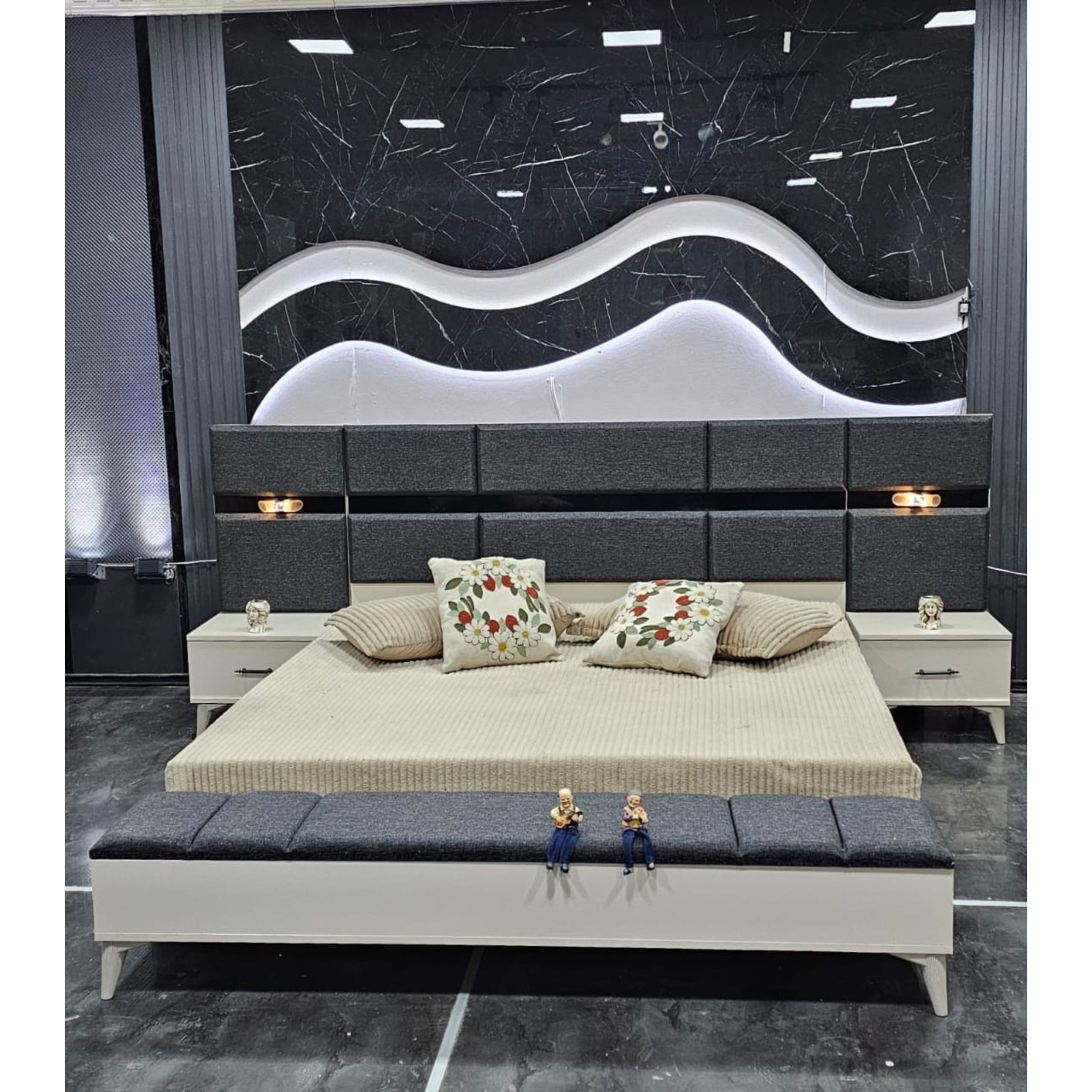 CHAMBRE A COUCHER 6BATTANTS 4PIECES BLANC GRIS DIDIM (5)