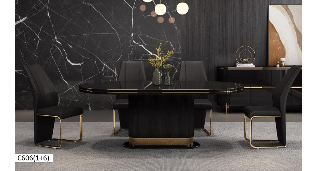 TABLE A MANGER 6PLACES 160X90CM NOIR C606 (1+6) Vente achat Dakar Sénégal