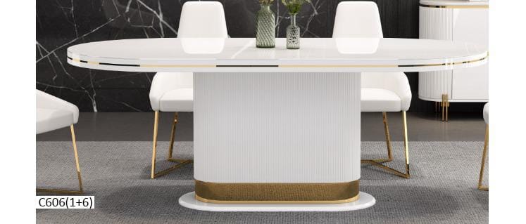 TABLE A MANGER 6PLACES 160X90CM BLANC C606 (1+6) Vente achat Dakar Sénégal