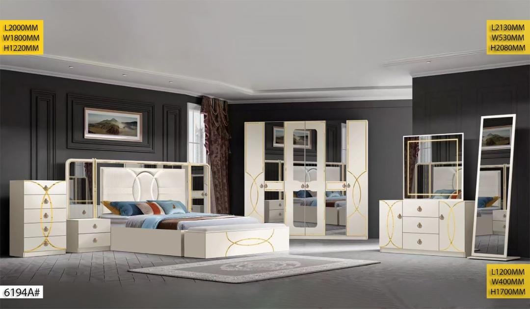 CHAMBRE A COUCHER ARMOIRE 6BATTANTS 6PIECES BEIGE 6194A Vente achat Dakar Sénégal