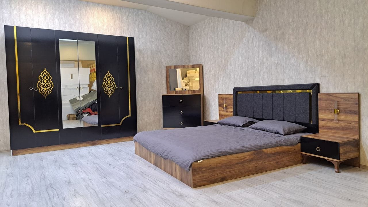 CHAMBRE A COUCHER 6BATTANTS 5PIECES NOIR DORE HERMES CAC014 Vente achat Dakar Sénégal
