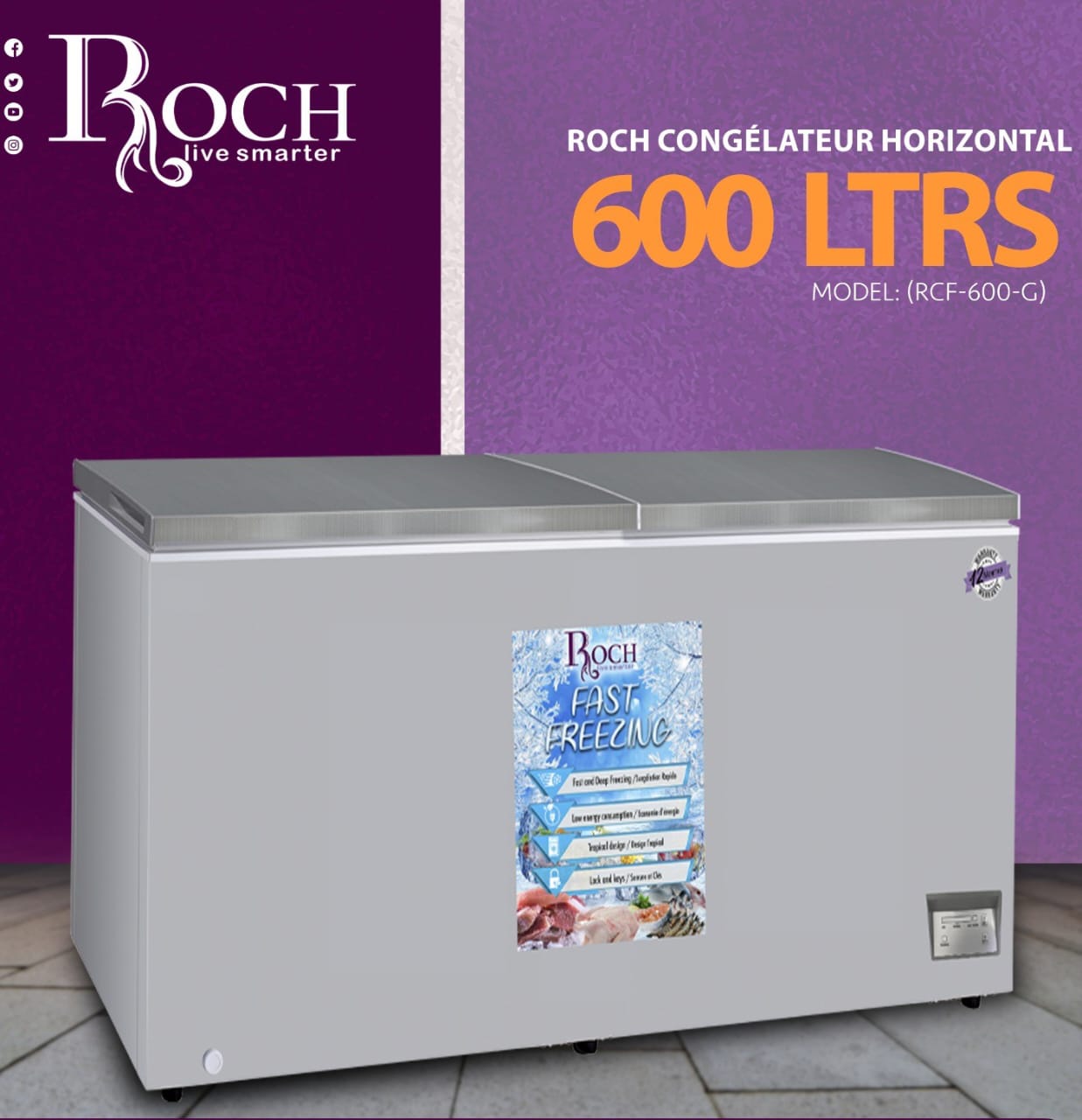 CONGELATEUR ROCH HORIZONTAL 600LITRES GRIS RCF600G Vente achat Dakar Sénégal