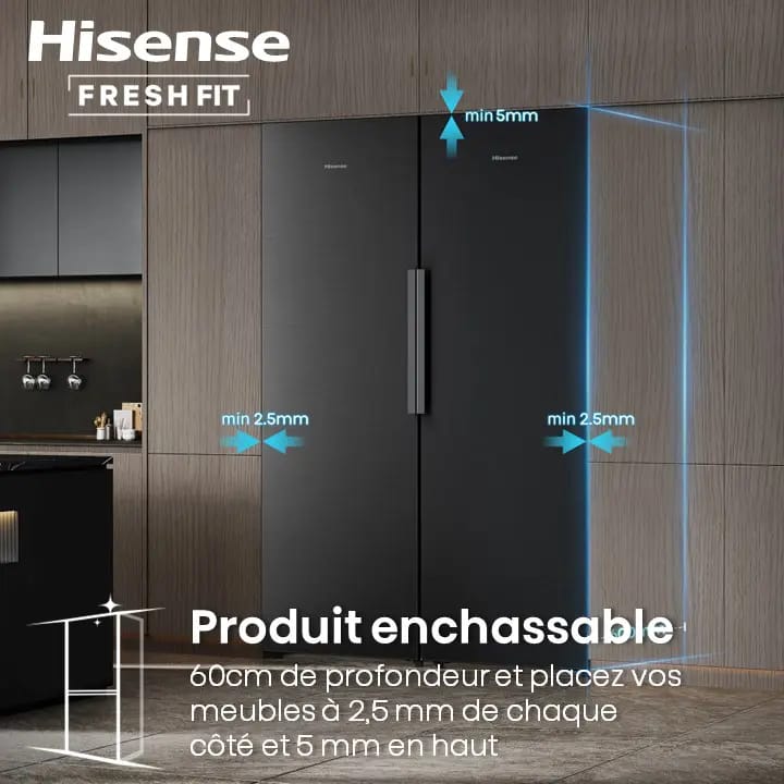 CONGELATEUR/REFRIGERATEUR HISENSE VERTICAL COMBINE 4TIROIRS NOFROST NOIR FT5K310GSFC Vente achat Dakar Sénégal