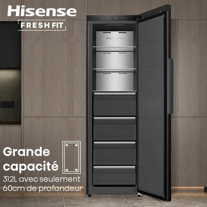 CONGELATEUR/REFRIGERATEUR HISENSE VERTICAL COMBINE 4TIROIRS NOFROST NOIR FT5K310GSFC – Image 5
