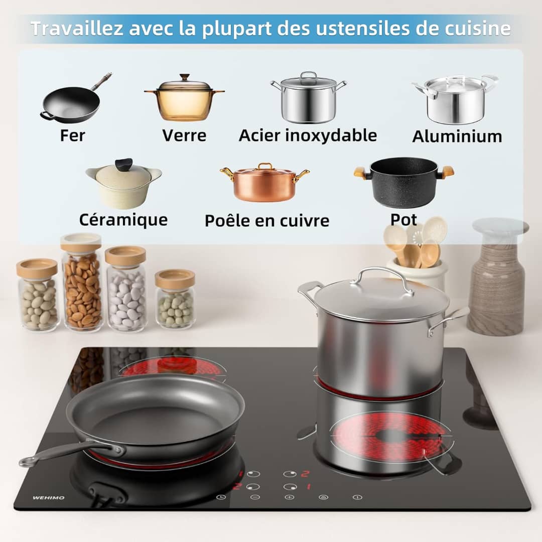 PLAQUE ENCASTRABLE KUMTEL 4FEUX 60X60 ELECTRIQUE NOIR HV604T Vente achat Dakar Sénégal