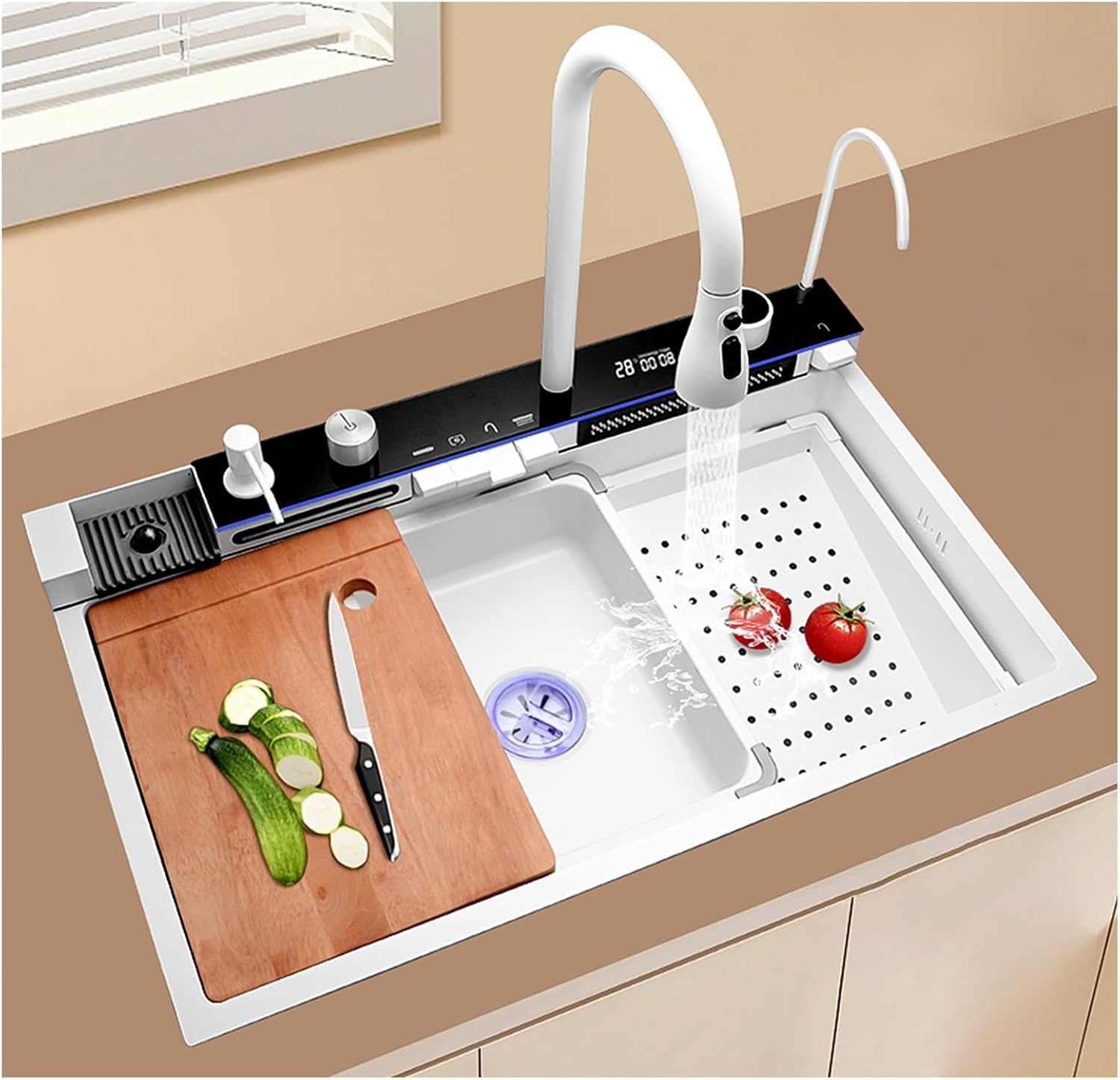 Vente en ligne dakar sénégal évier de cuisine 8046W en acier inoxydable 304-coloris blanc