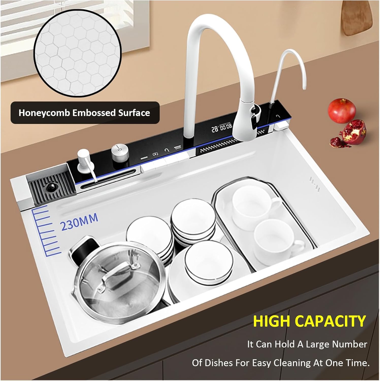 Vente en ligne dakar sénégal évier de cuisine 8046W en acier inoxydable 304-coloris blanc